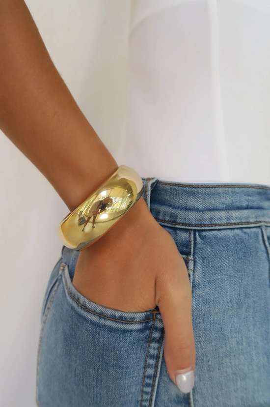 Rounded Gold Bangle - Large