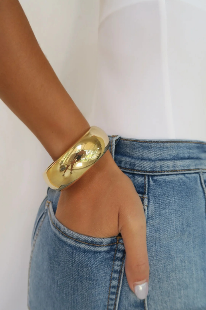 Rounded Gold Bangle - Large