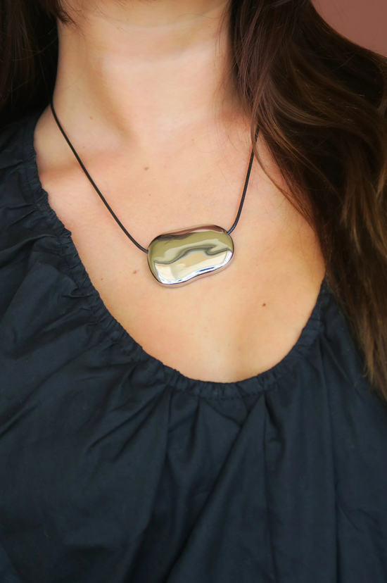 The Silver Bean Cord Necklace