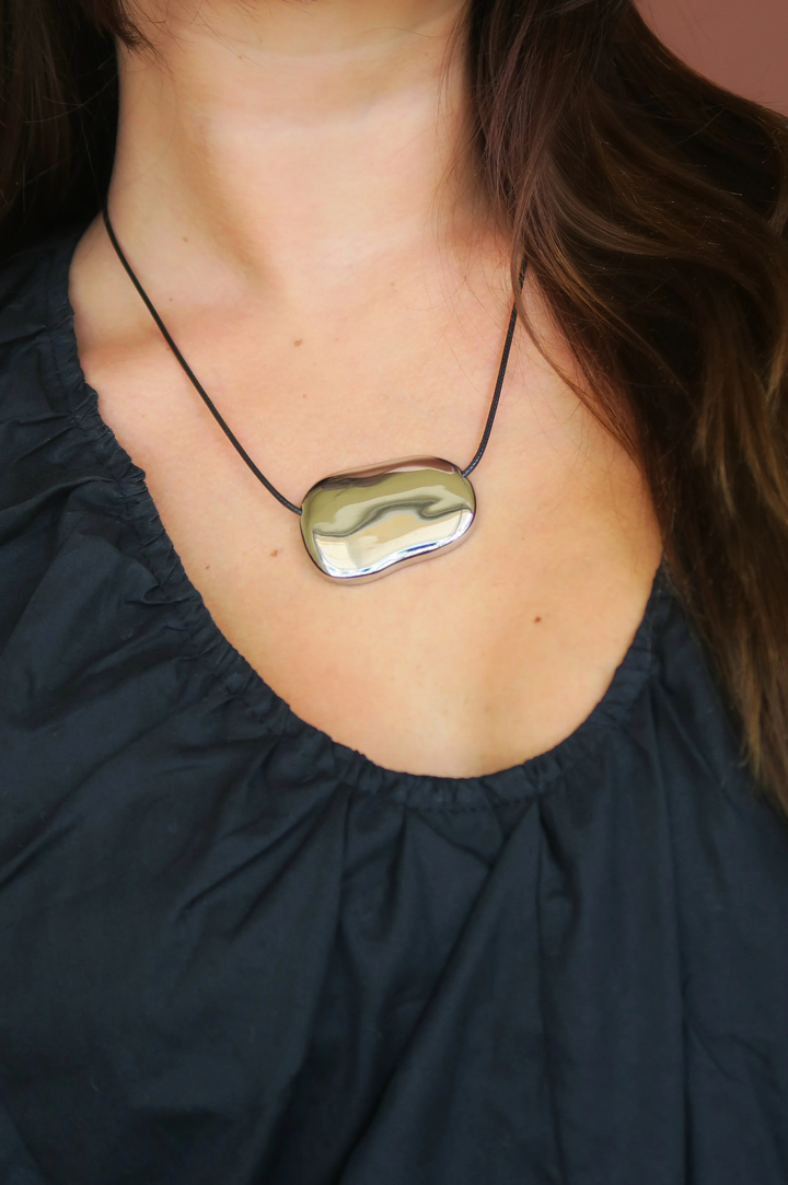 The Silver Bean Cord Necklace