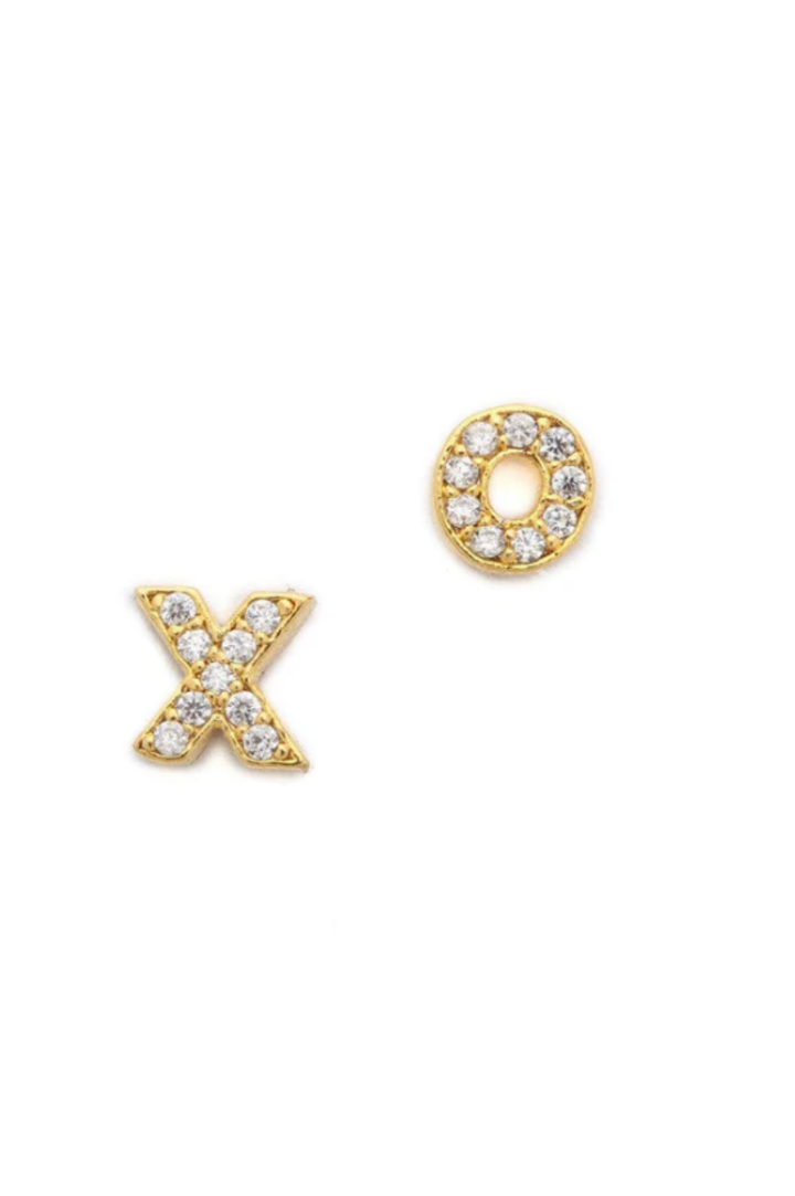 Cz Xo Stud Earring - Gold