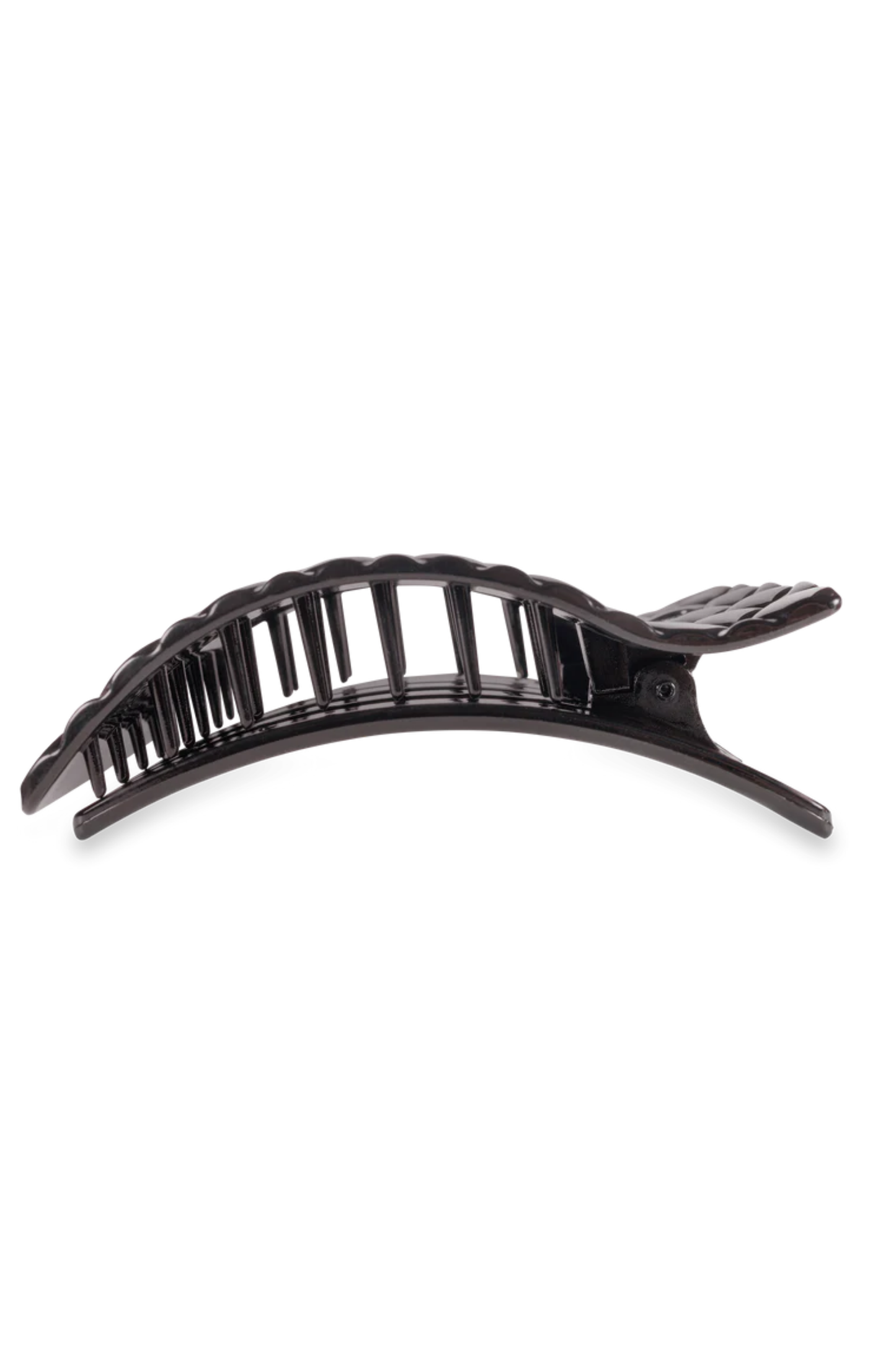 Quilted Large Flat Rectangle Hair Clip - Jet Black
