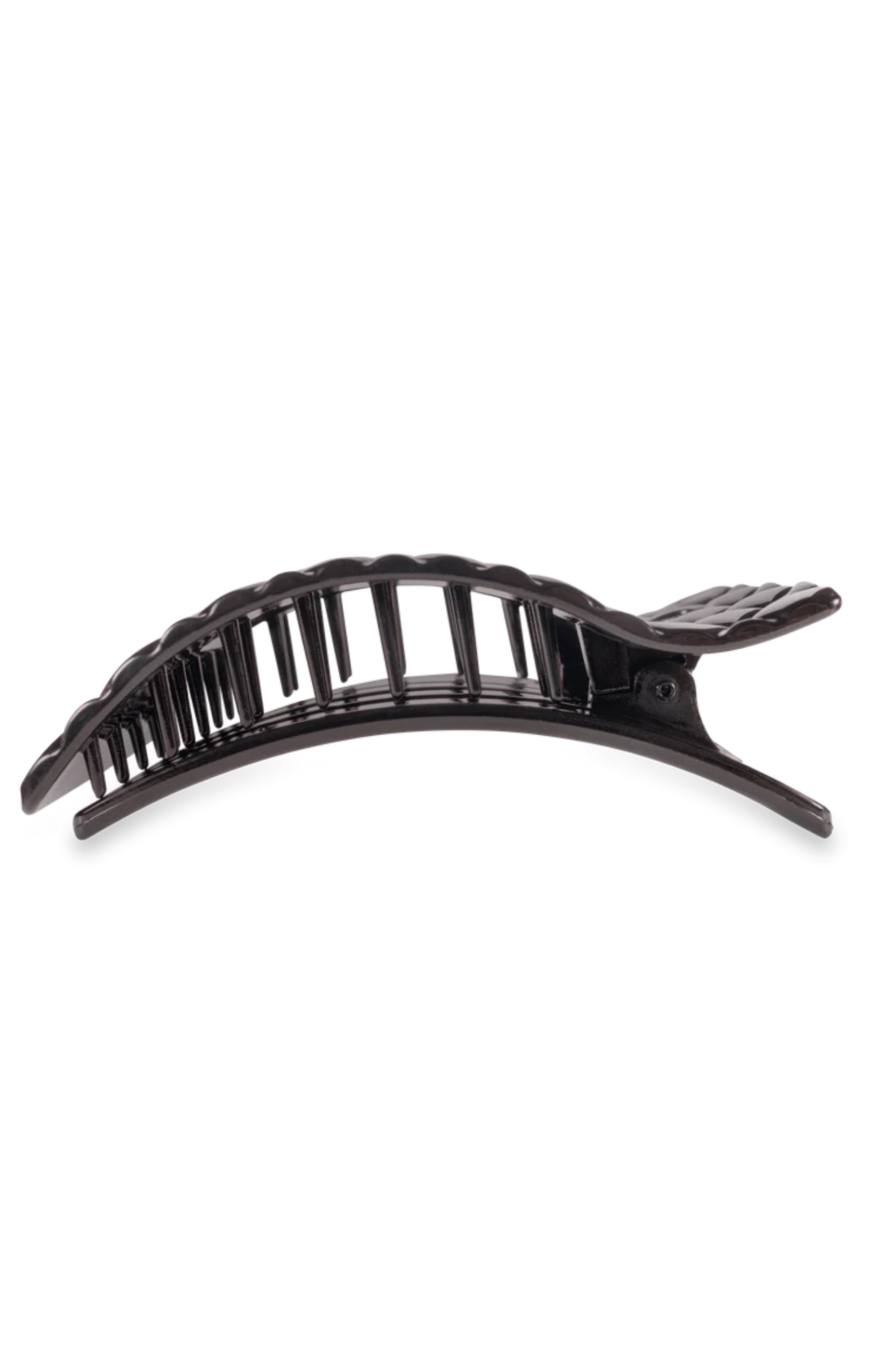 Quilted Large Flat Rectangle Hair Clip - Jet Black