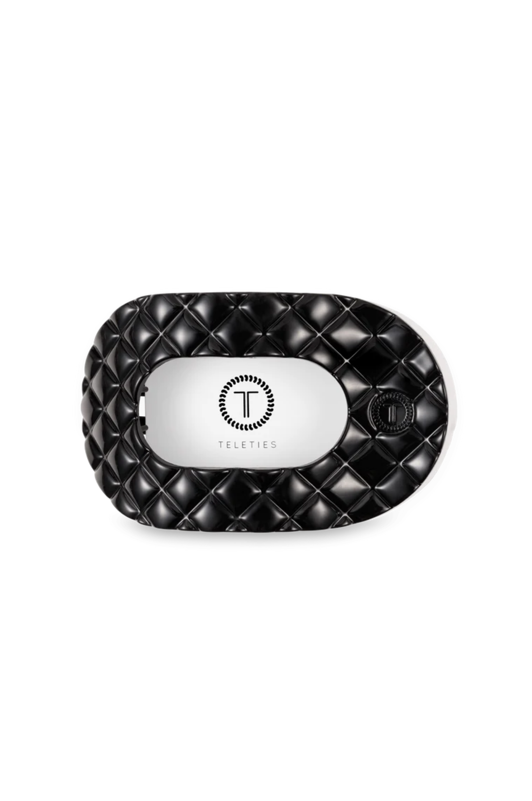 Quilted Medium Flat Rectangle Hair Clip - Jet Black