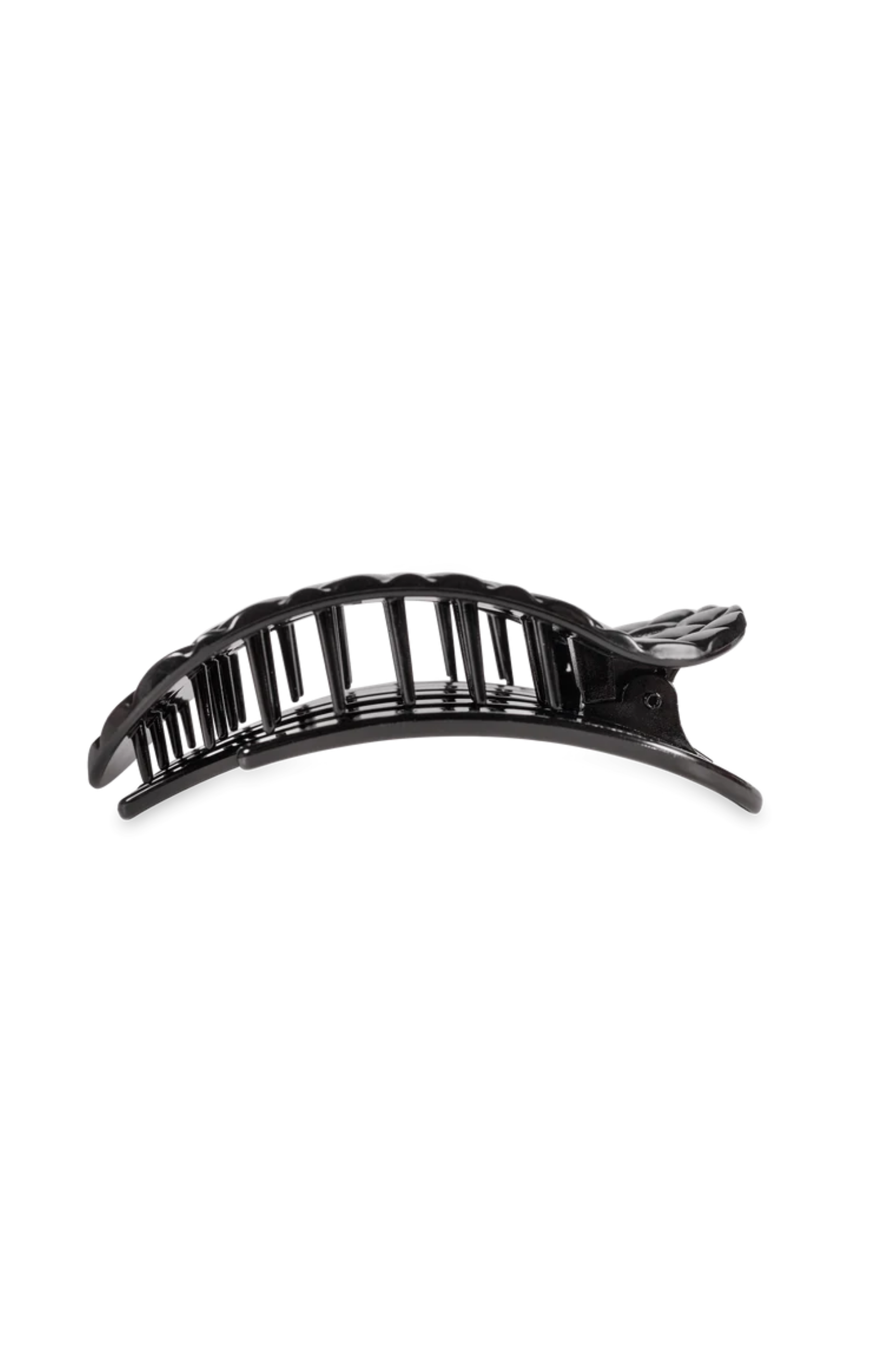 Quilted Medium Flat Rectangle Hair Clip - Jet Black