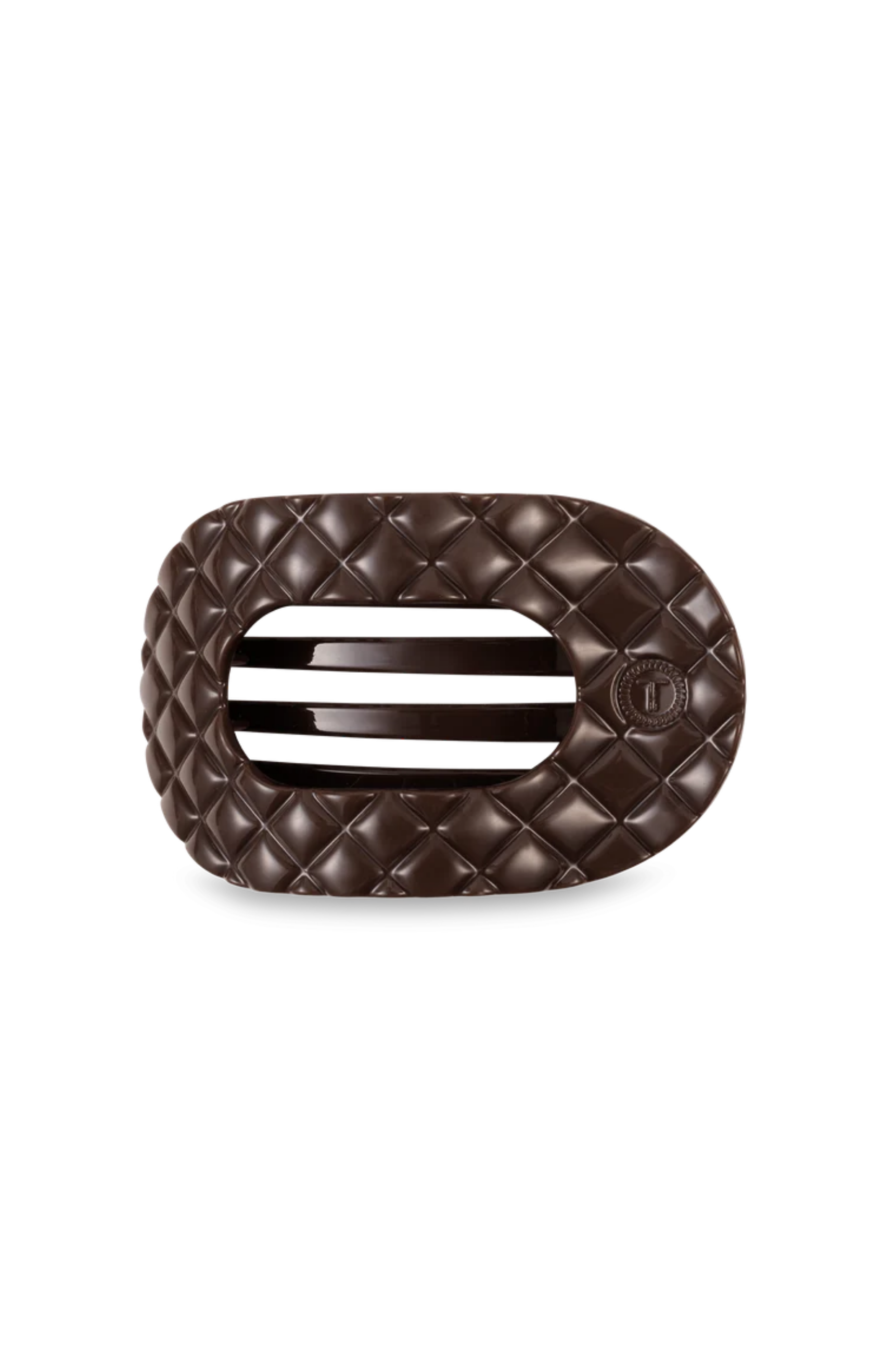 Quilted Medium Flat Round Hair Clip - Truly Taupe