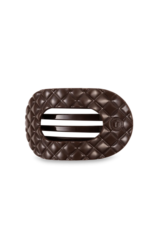 Quilted Medium Flat Round Hair Clip - Truly Taupe