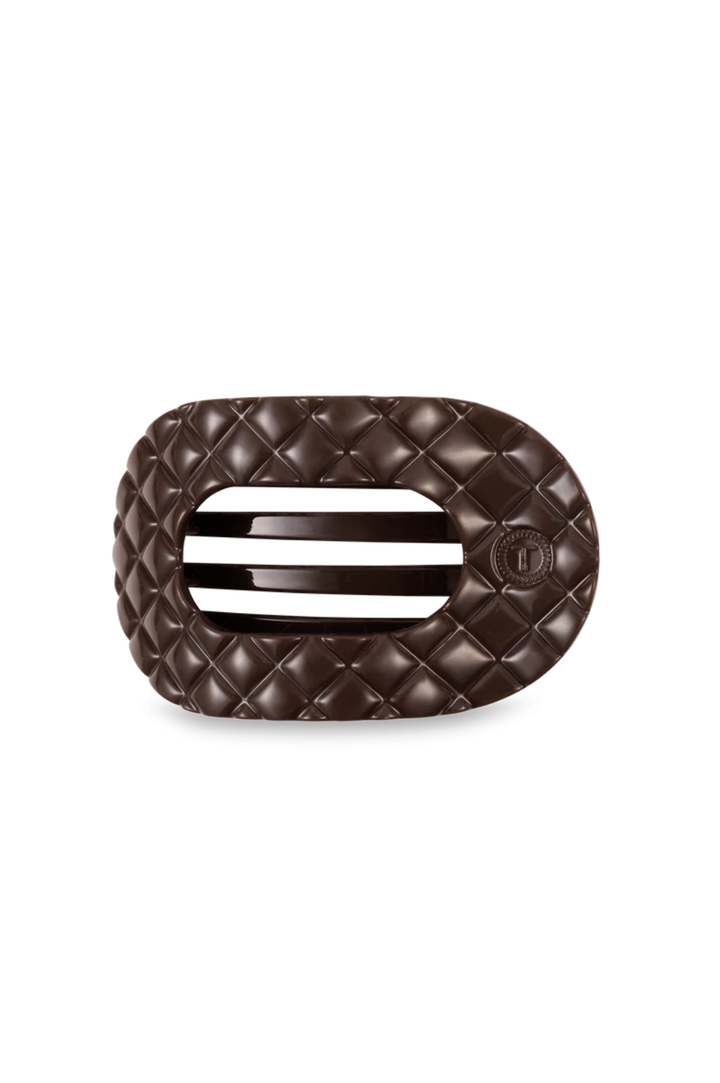Quilted Medium Flat Round Hair Clip - Truly Taupe
