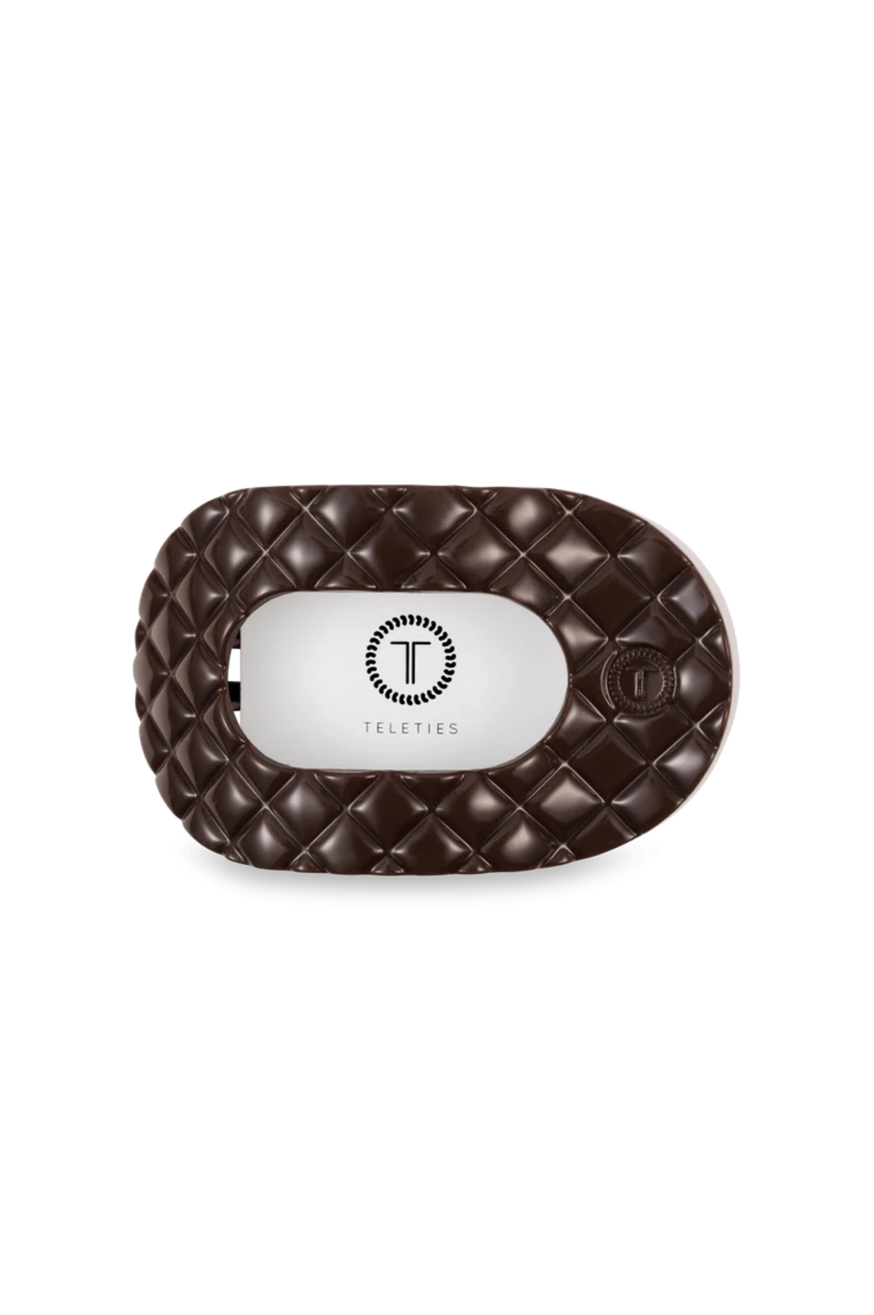 Quilted Medium Flat Round Hair Clip - Truly Taupe