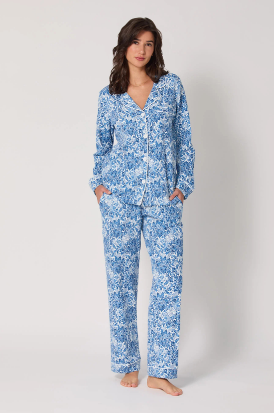 Long Sleeve Classic Stretch Jersey PJ Set - Dreamy Damask