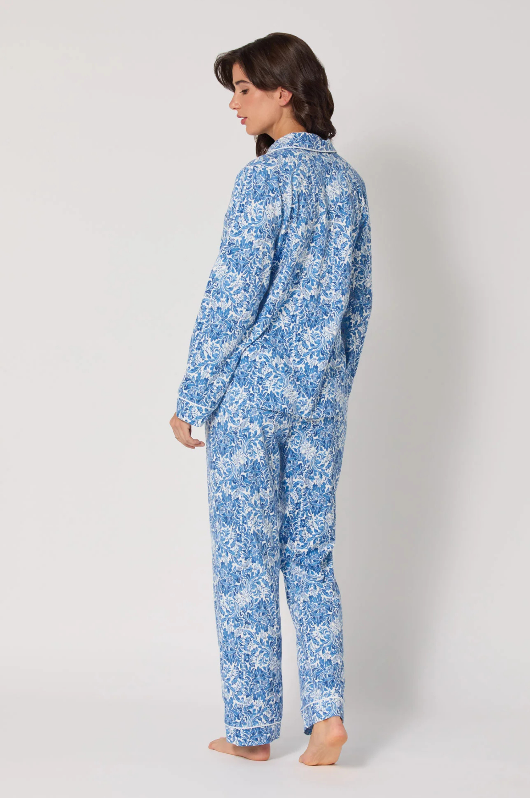 Long Sleeve Classic Stretch Jersey PJ Set - Dreamy Damask
