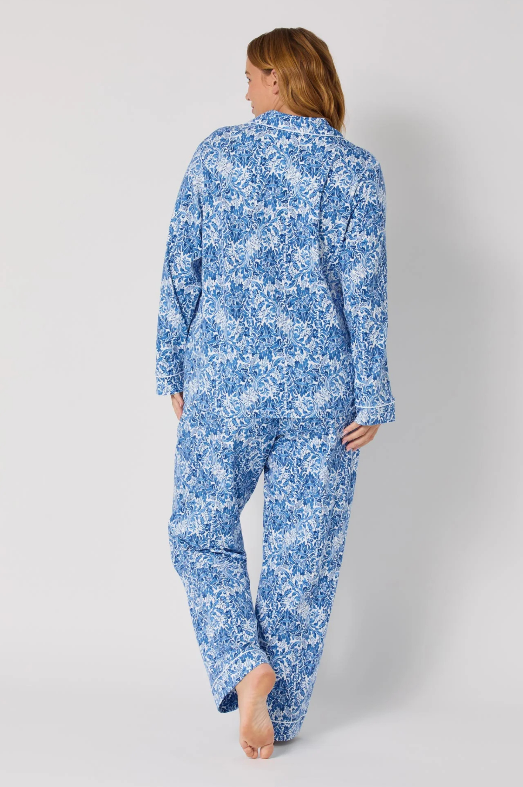 Long Sleeve Classic Stretch Jersey PJ Set - Dreamy Damask