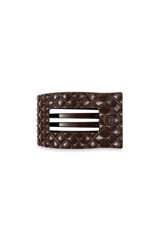 Quilted Small Flat Rectangle Hair Clip - Truly Taupe