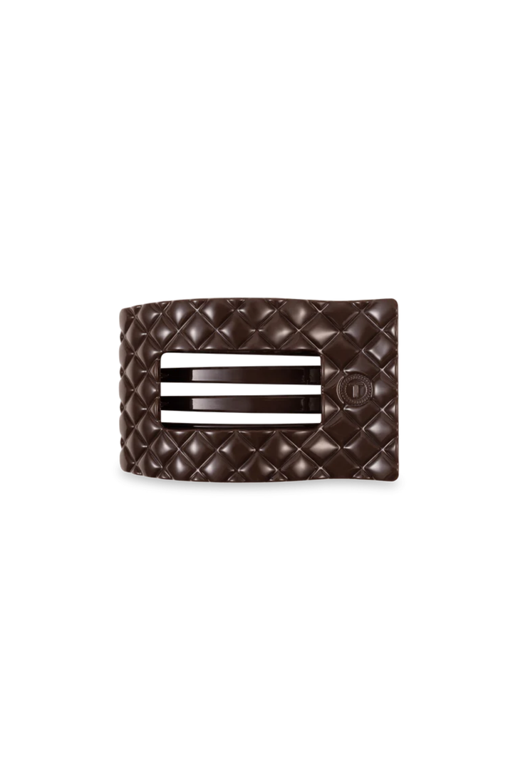 Quilted Small Flat Rectangle Hair Clip - Truly Taupe