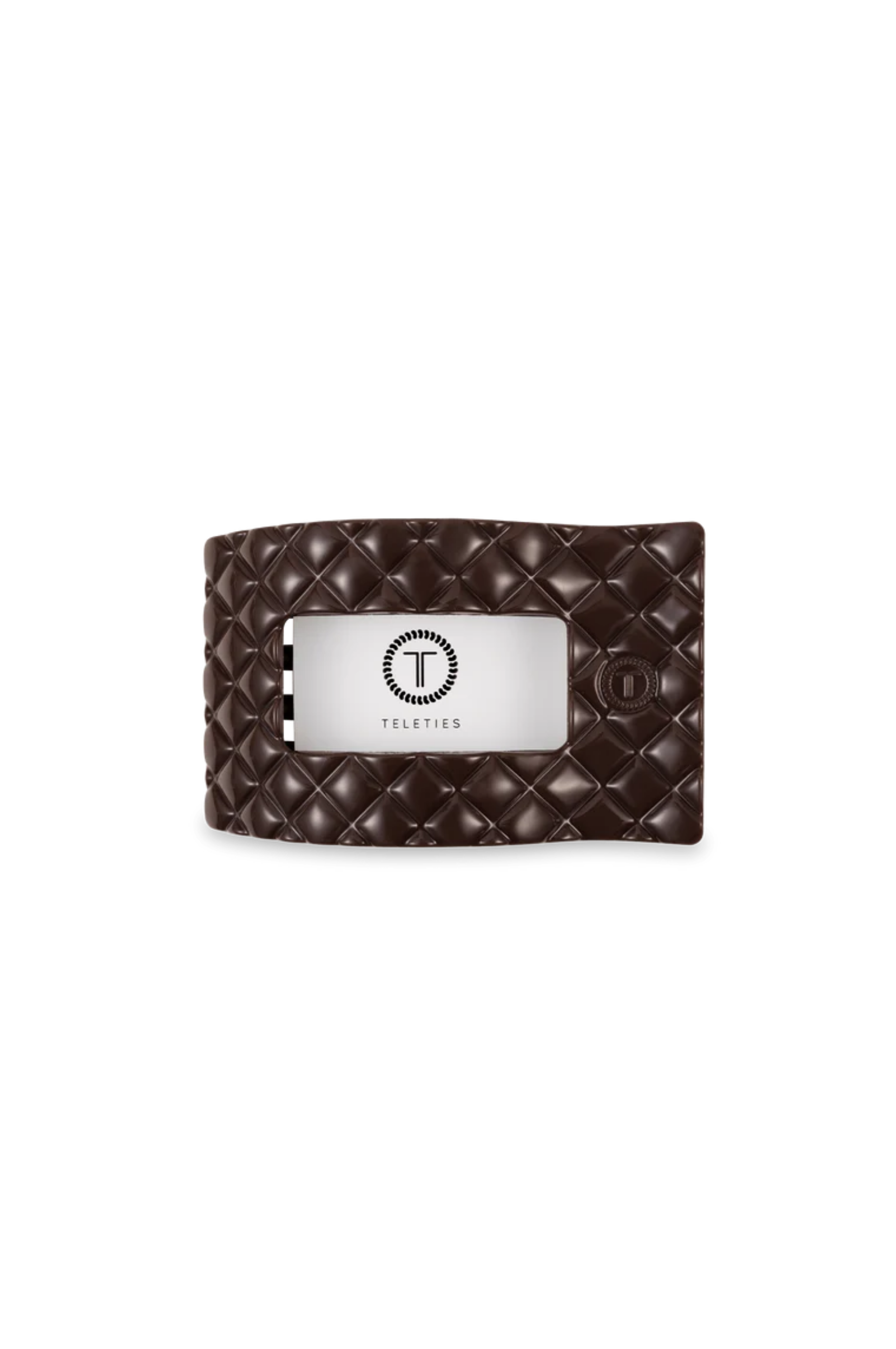 Quilted Small Flat Rectangle Hair Clip - Truly Taupe