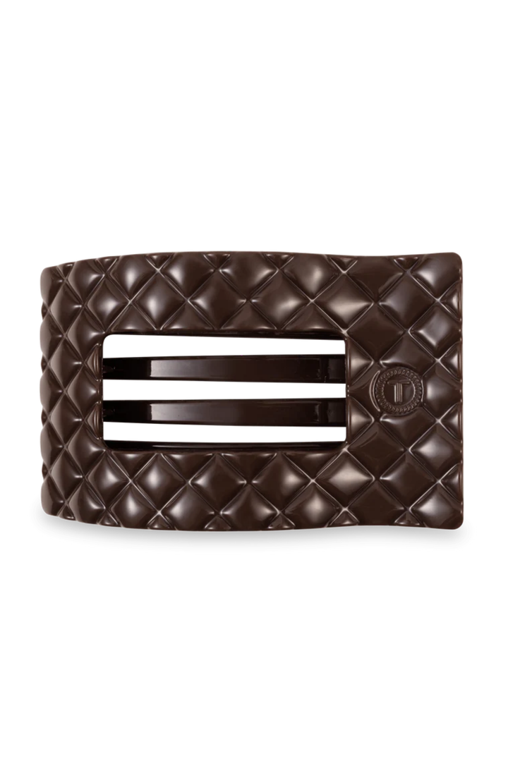 Quilted Large Flat Rectangle Hair Clip - Truly Taupe