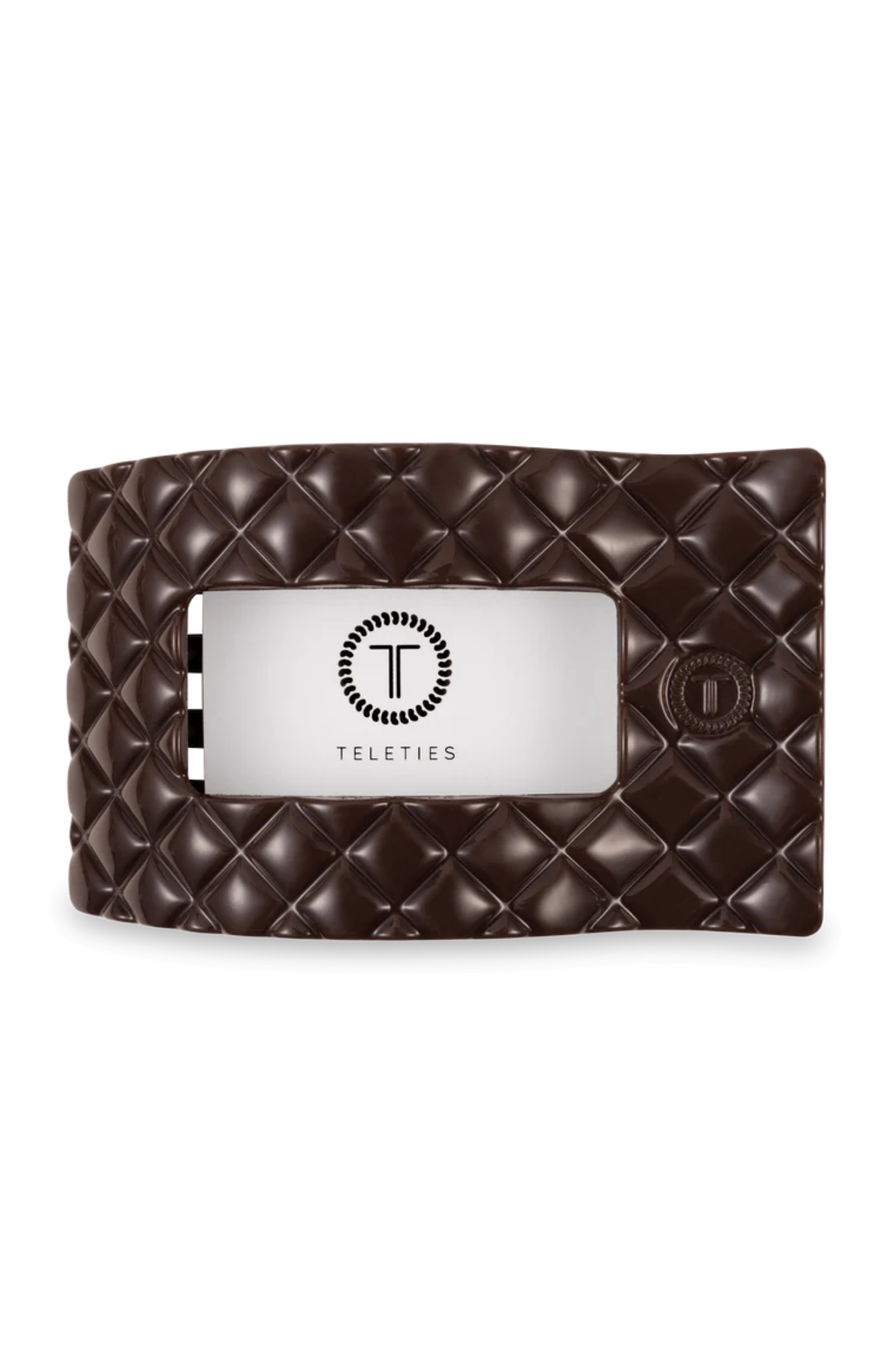 Quilted Large Flat Rectangle Hair Clip - Truly Taupe