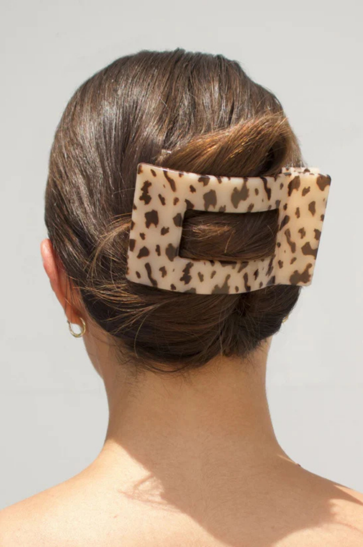 Large Flat Rectangle Hair Clip - Blonde Tortoise