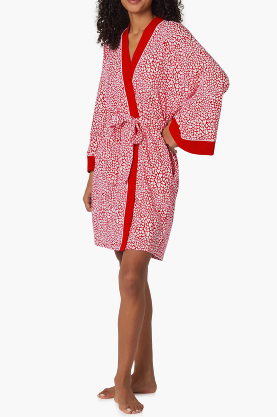 Bursting With Love Short Robe - Red/White