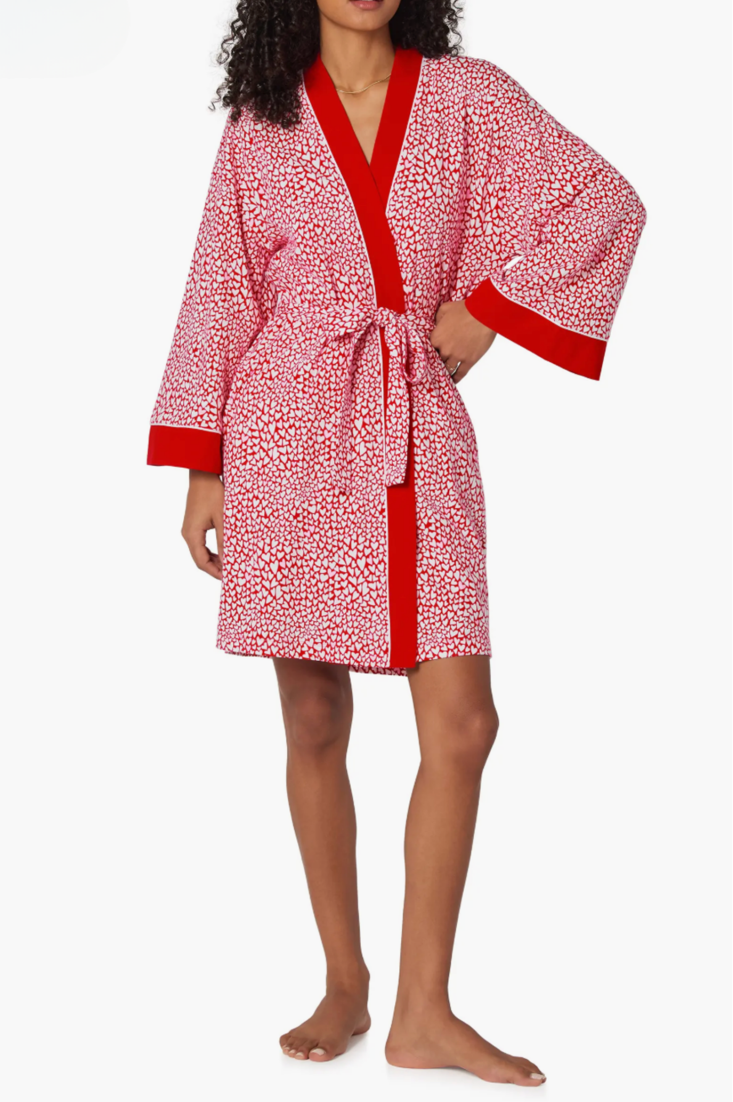 Bursting With Love Short Robe - Red/White