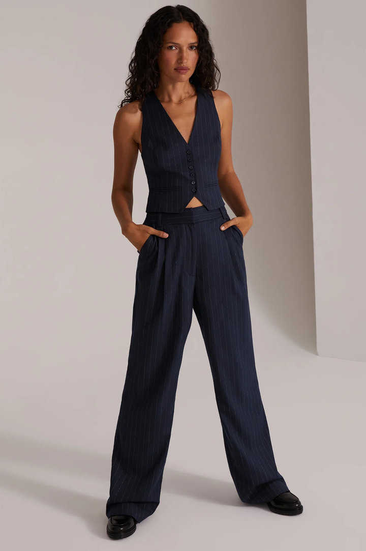 The Favorite Pant Petite - Navy Pinstripe