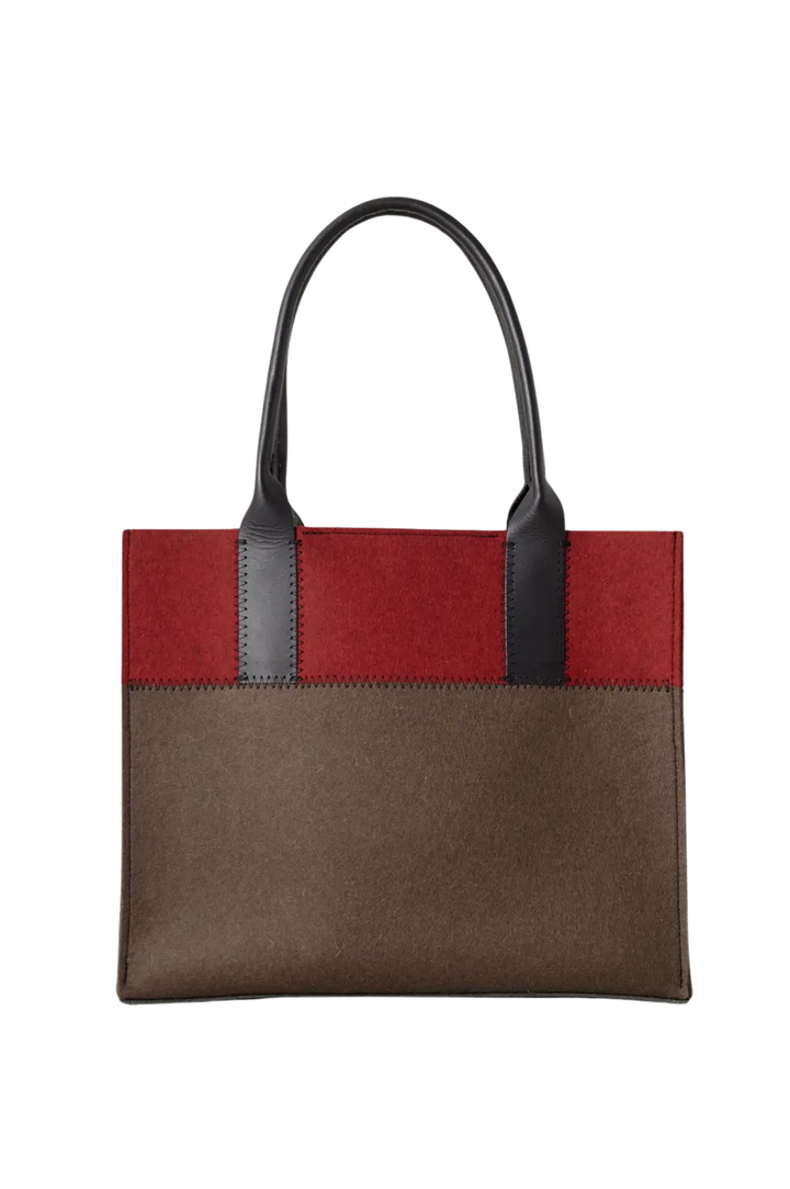 Jaunt Merino Wool Midi Tote - Tobacco/Cherry Black