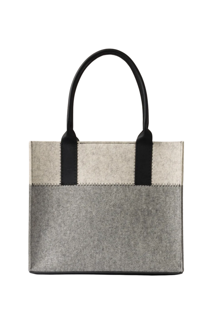 Jaunt Merino Wool Midi Tote - Granite/ Heather White/Black