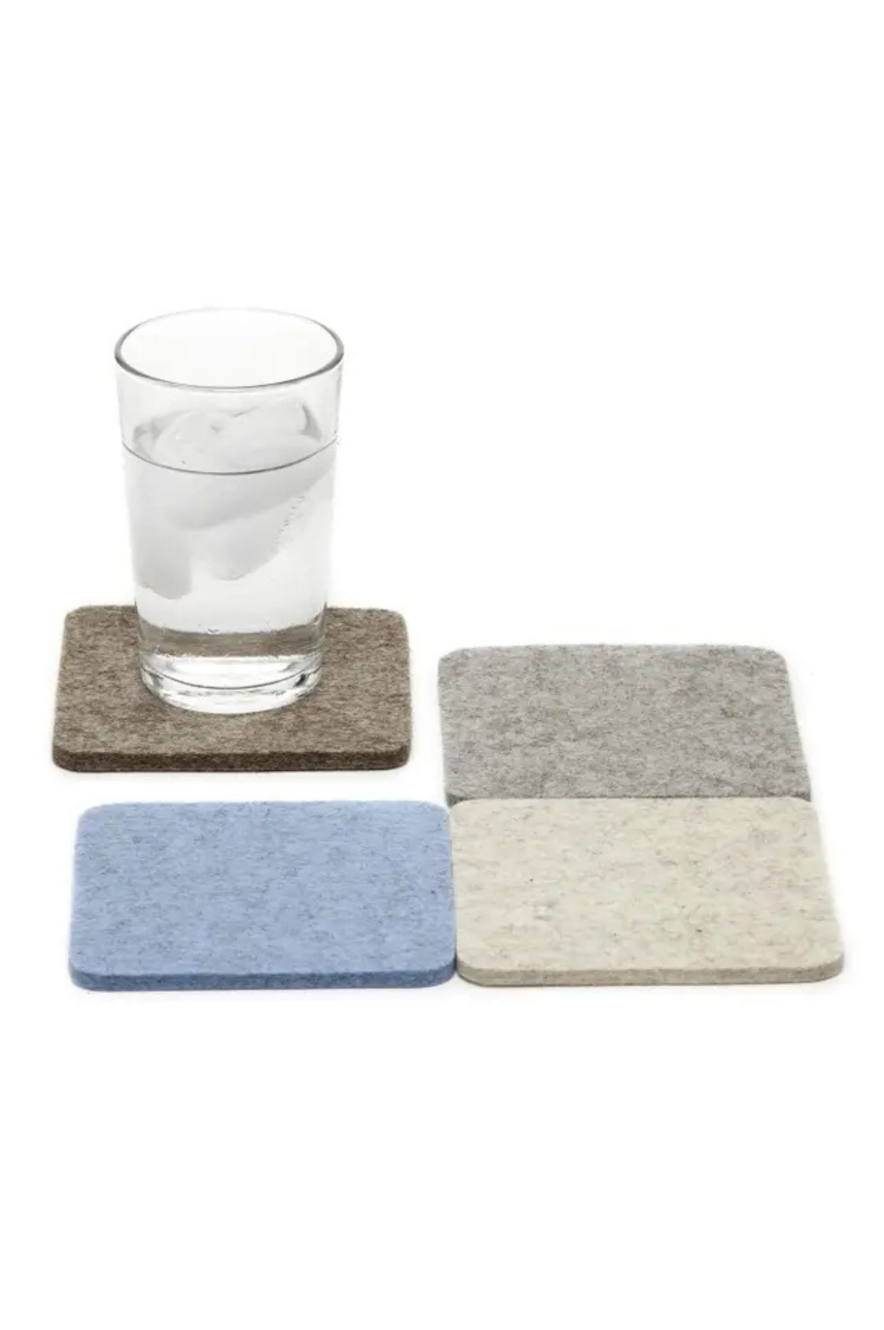 Bierfilzl Merino Wool Square Coaster Solid 4 Pack-Cobblestone