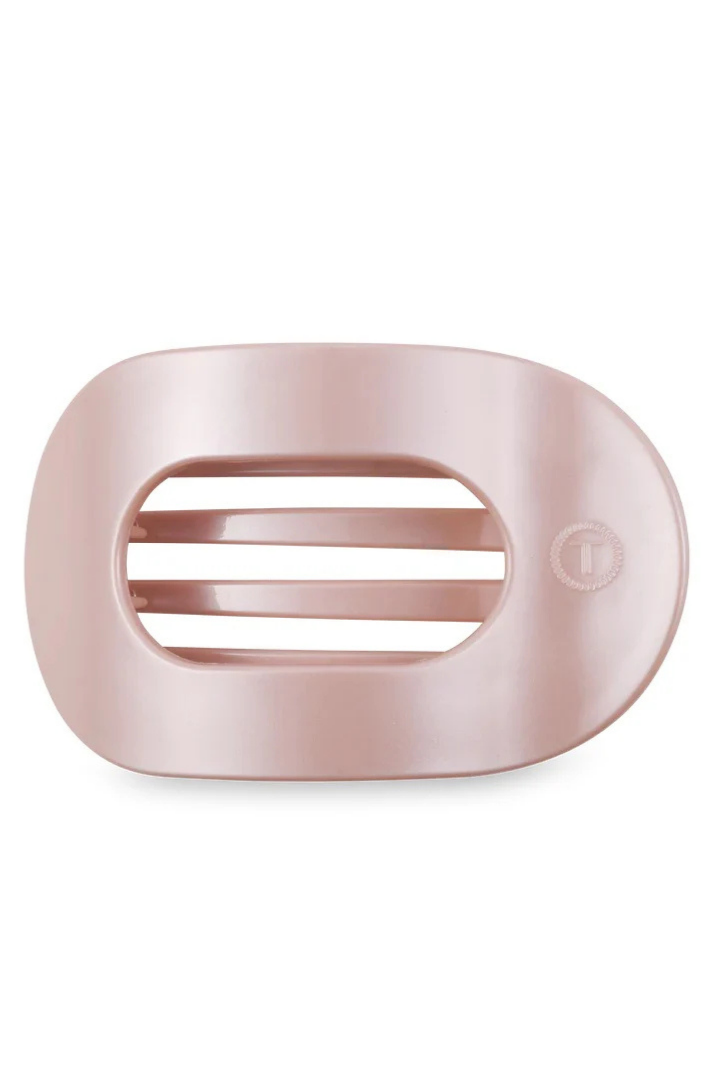 Large Flat Round Clip - Pearly Pink