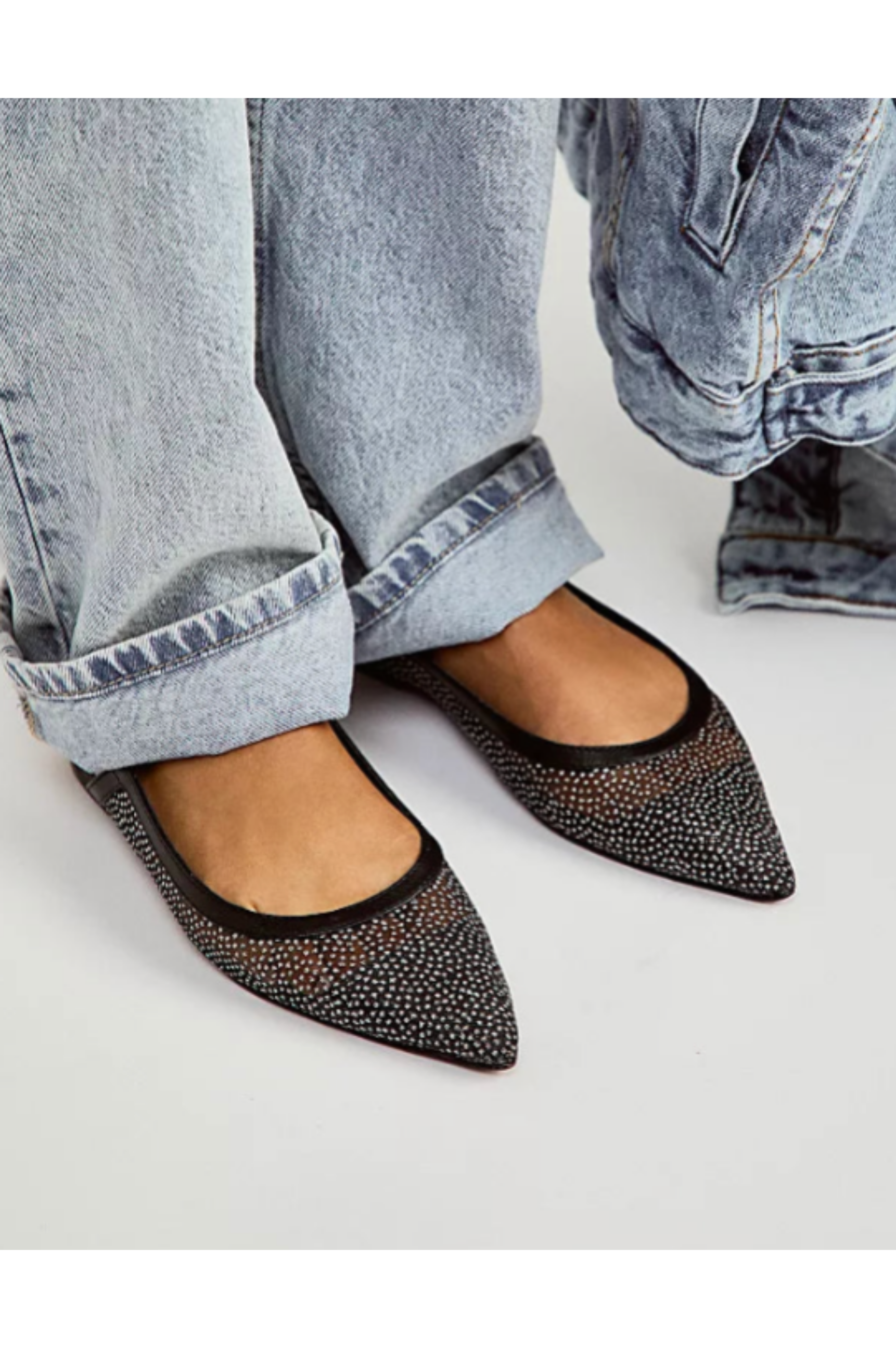 Sheer Glitter Jules Flat - Black