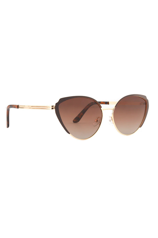 Lotus Sunglasses - Gold Frame w/Brown Cateye