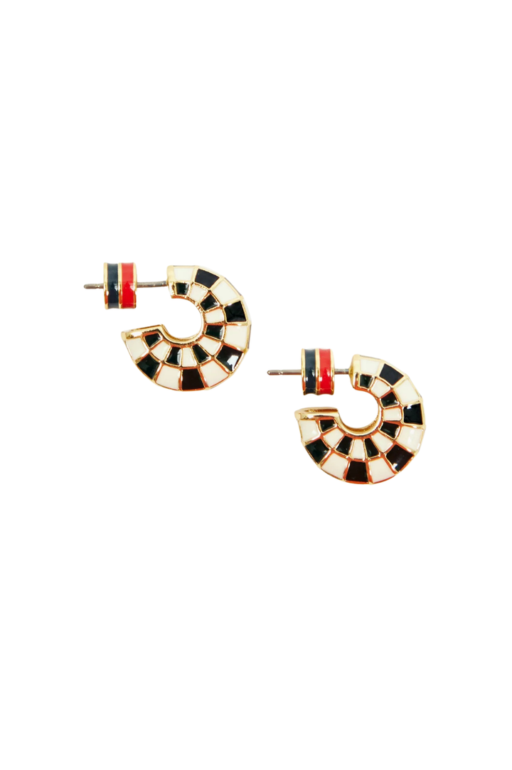 Petite Le Hoop - Black/Cream Checker