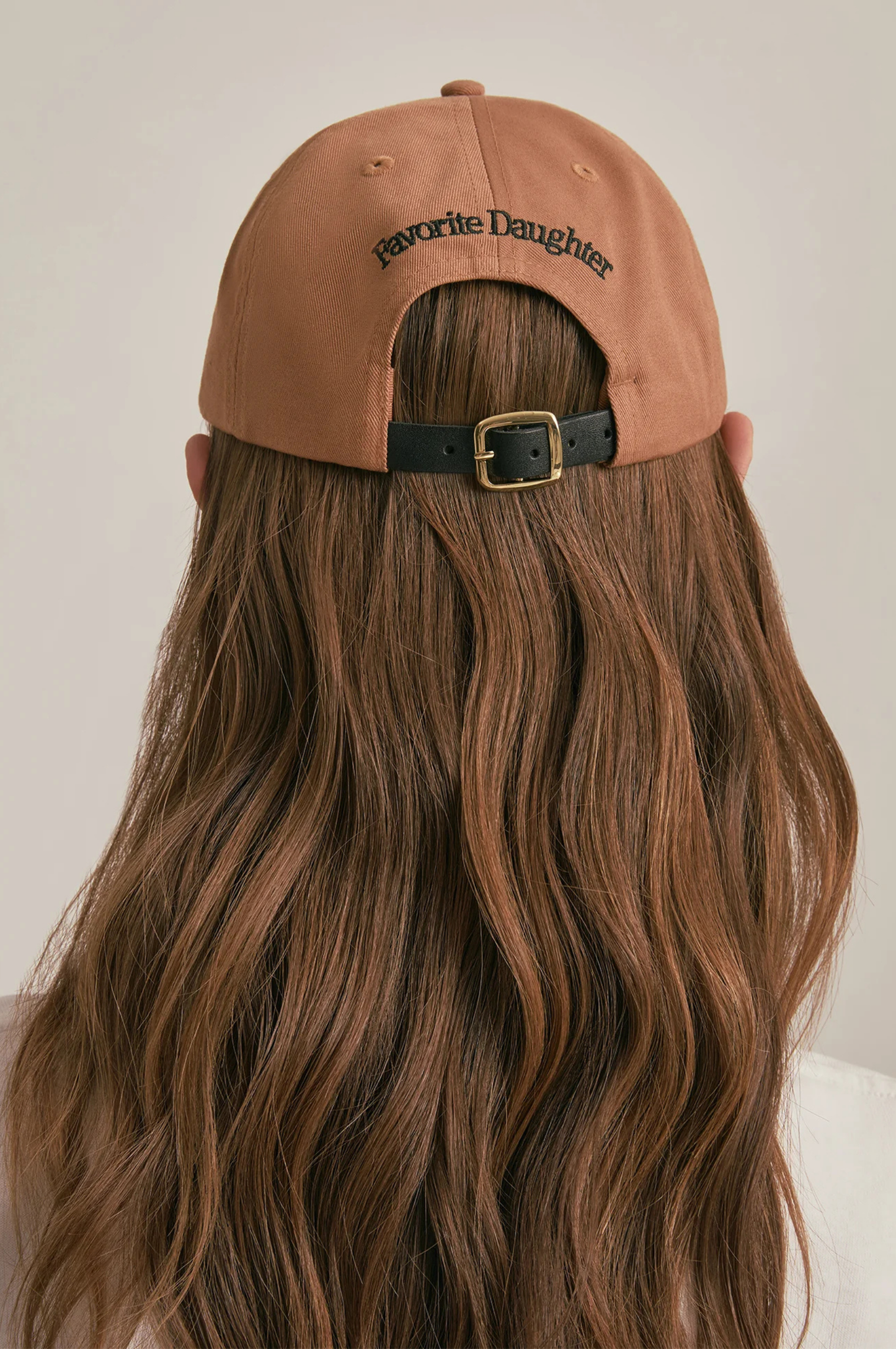 Baseball Cap with Leather Strap & Buckle - Camel