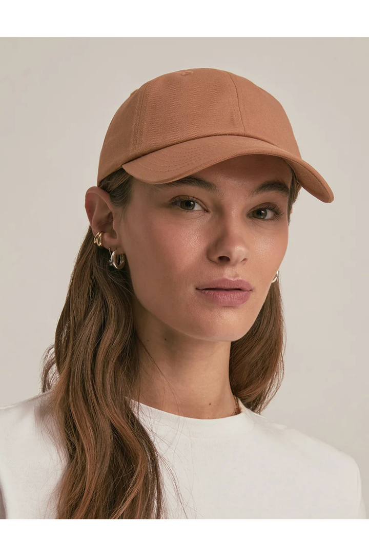Baseball Cap with Leather Strap & Buckle - Camel