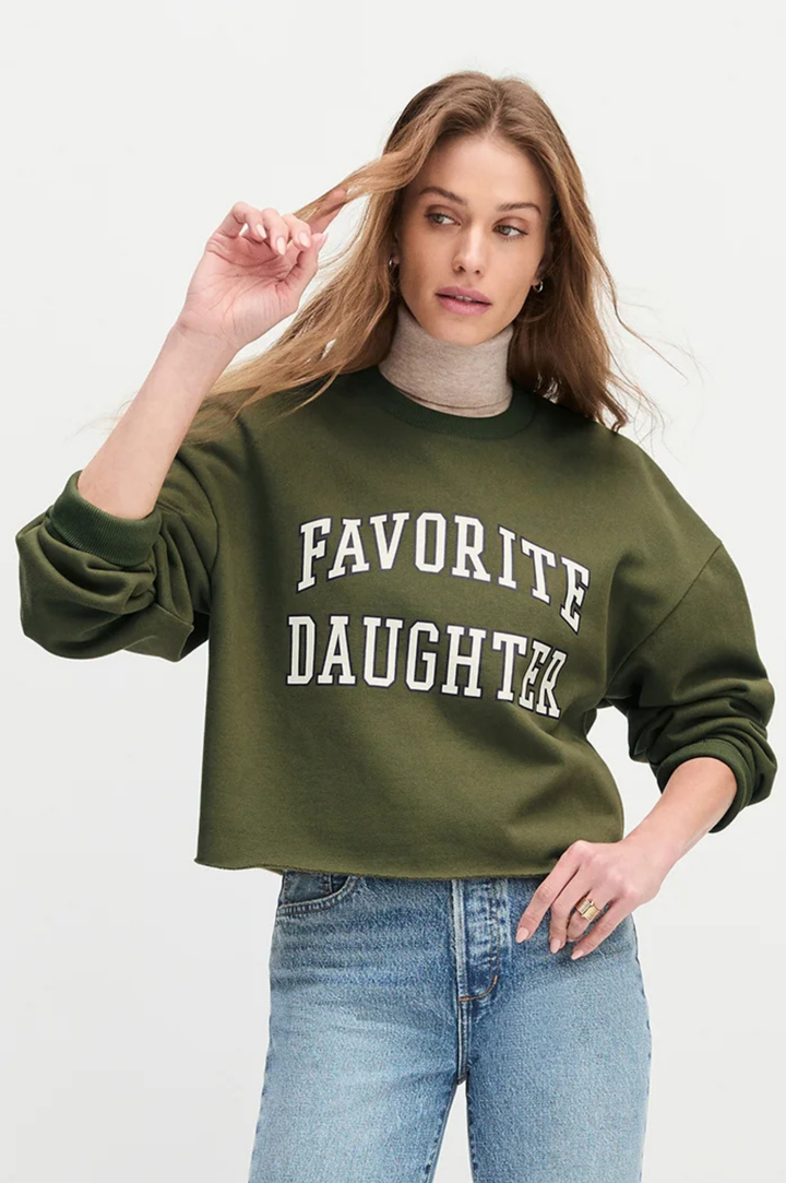The Cropped Collegiate Sweatshirt - Smoketree/Gardenia