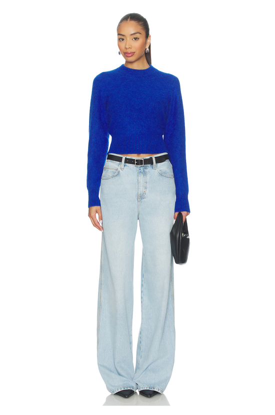 Sara Shrunken CrewNeck Sweater - Azure