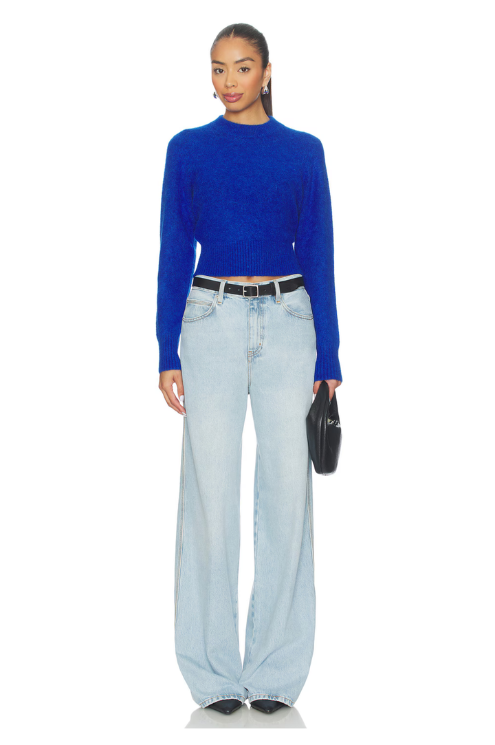 Sara Shrunken CrewNeck Sweater - Azure