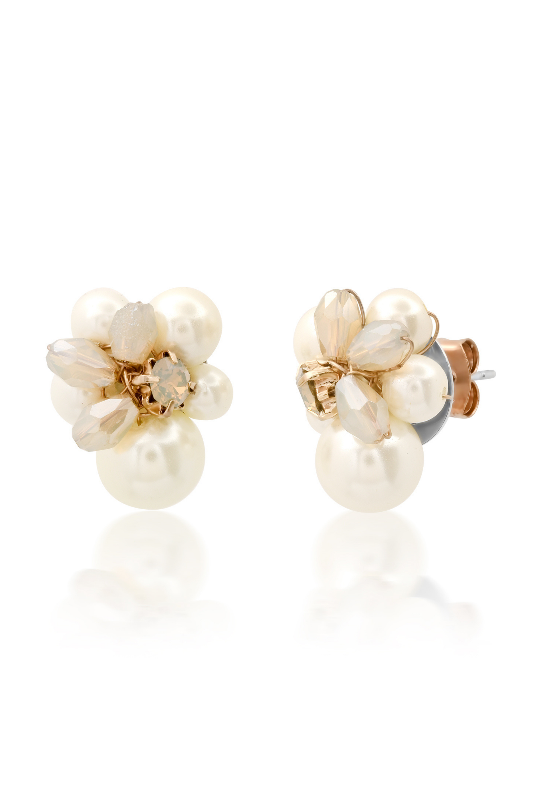 Pearl Beaded Cluster Stud - Pearl