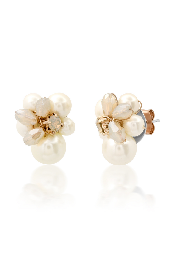 Pearl Beaded Cluster Stud - Pearl