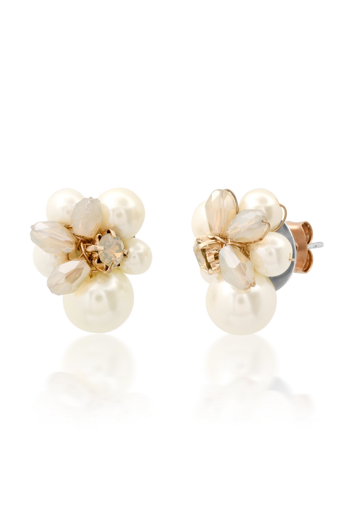Pearl Beaded Cluster Stud - Pearl
