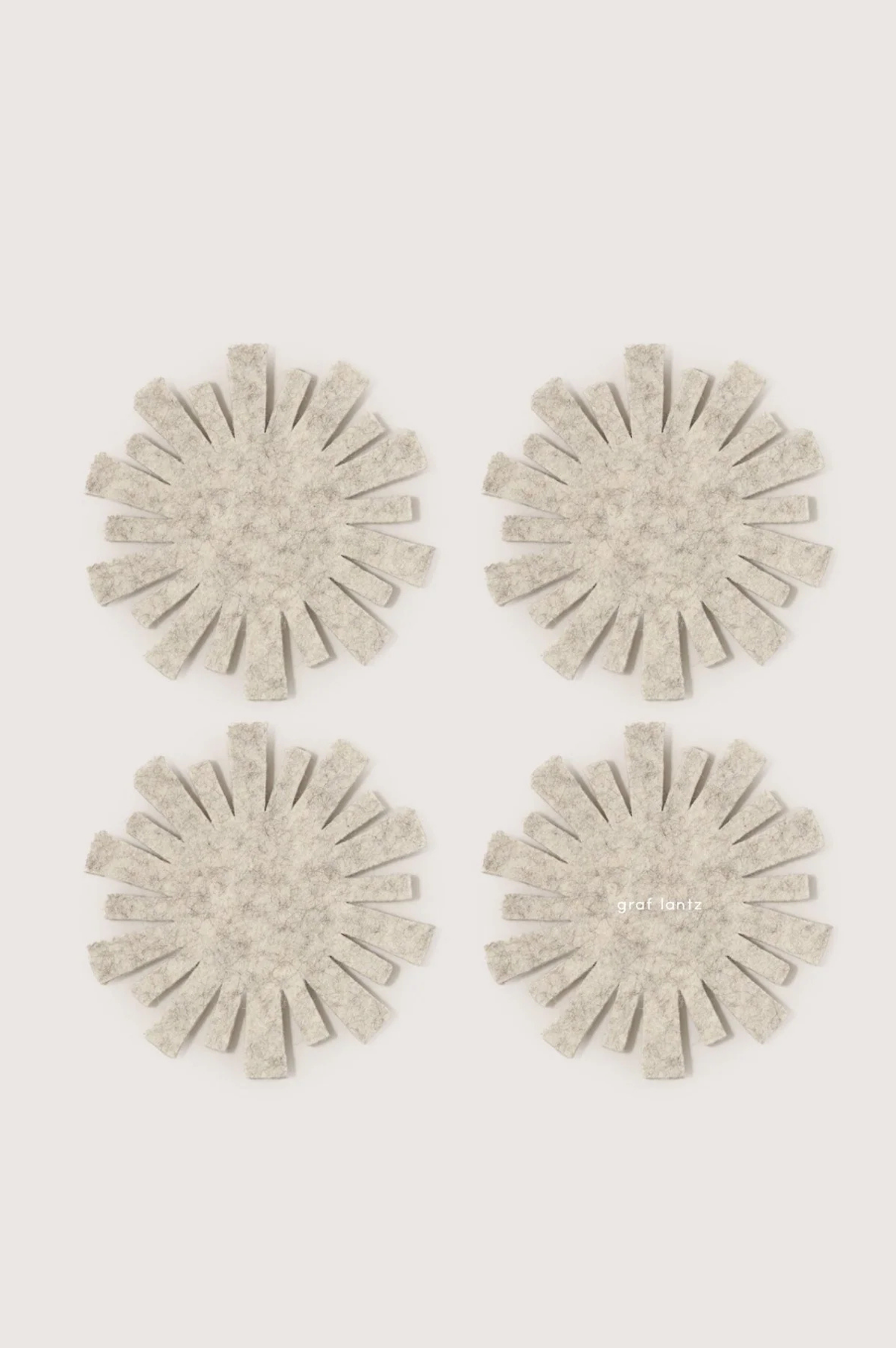 Merino Wool Starburst Coaster Solid 4 Pack - Heather White