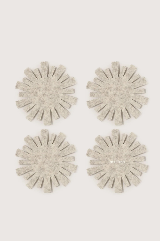 Merino Wool Starburst Coaster Solid 4 Pack - Heather White