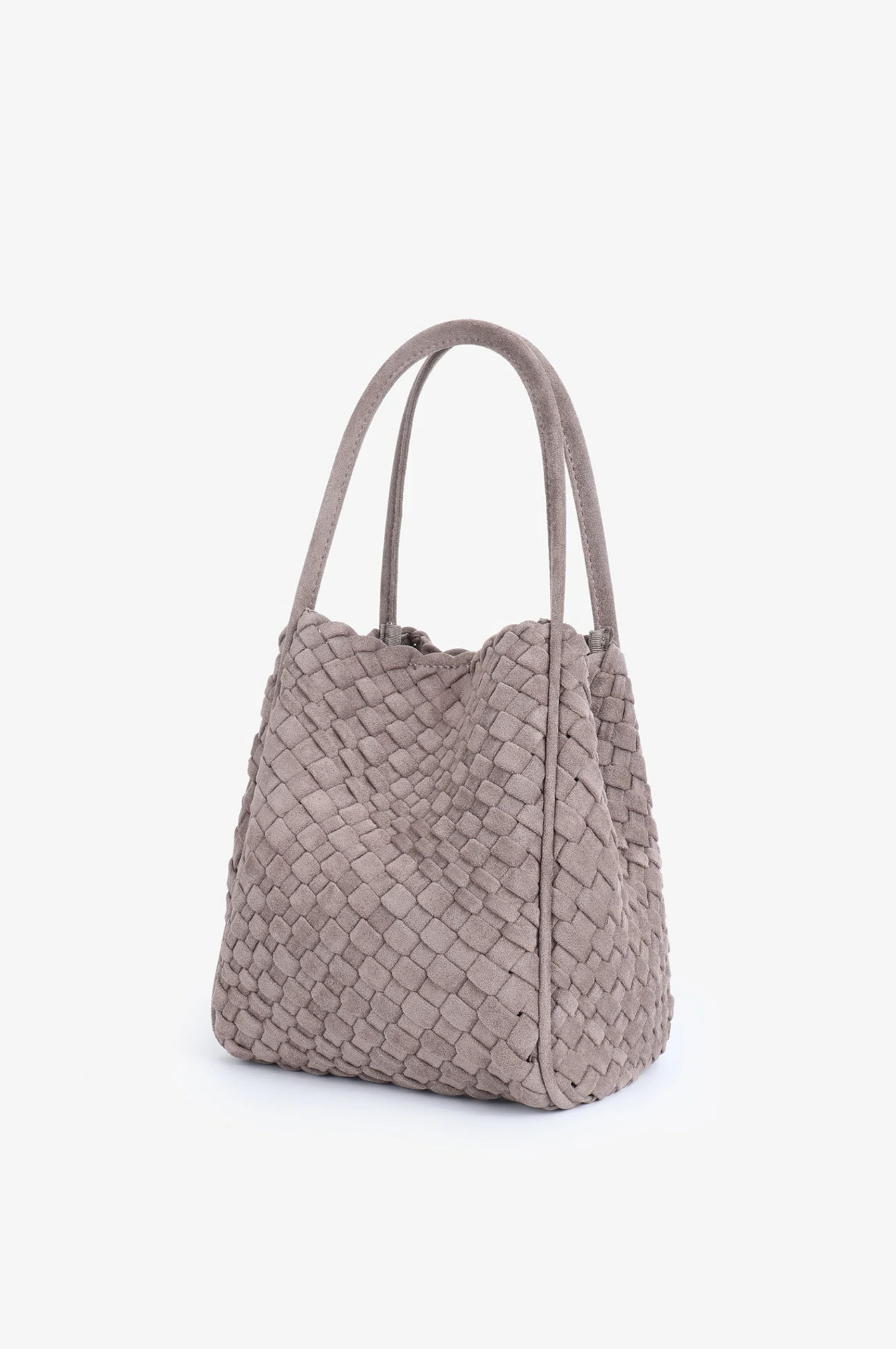 Hollace Mini Tote Woven Faux Suede - Dark Taupe