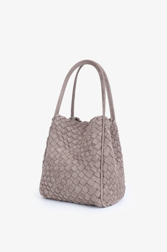 Hollace Mini Tote Woven Faux Suede - Dark Taupe