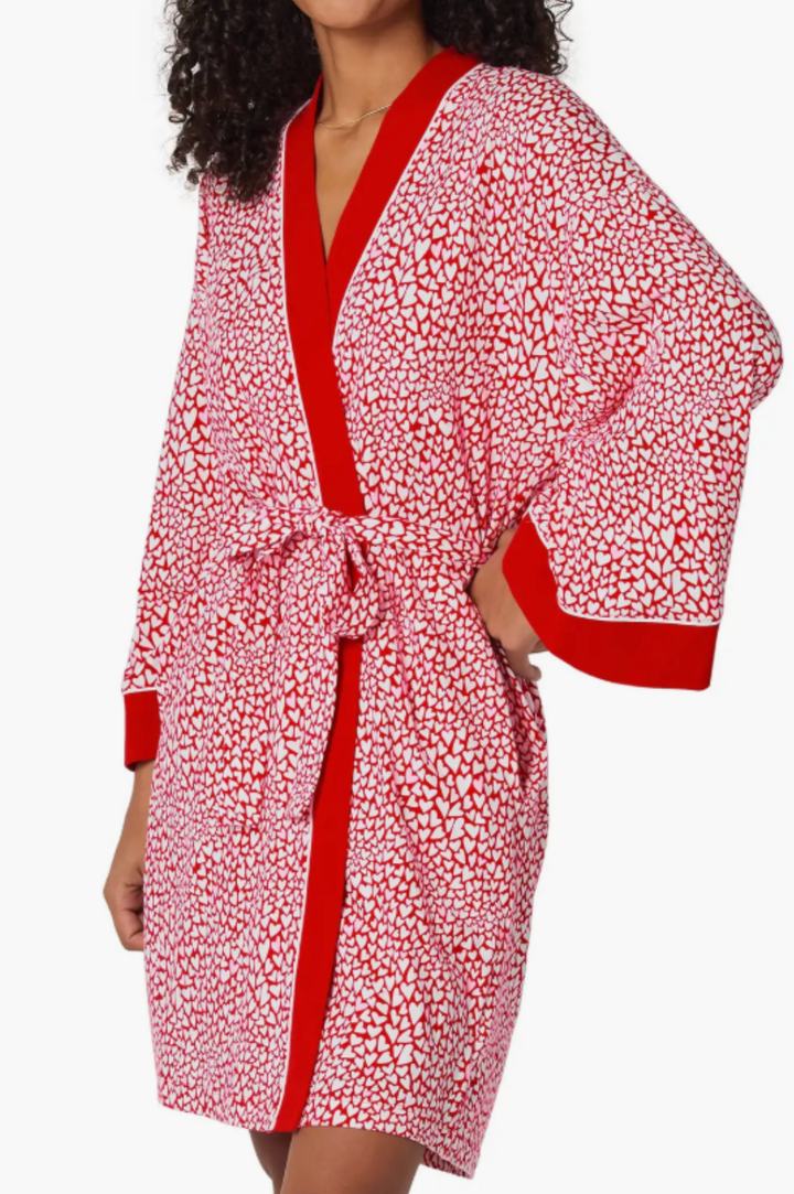 Bursting With Love Short Robe - Red/White