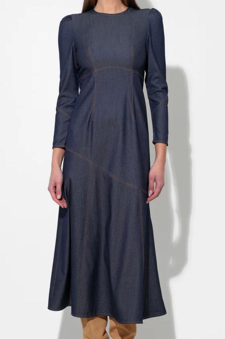 Jayne Denim Midi Dress - Denim Blue
