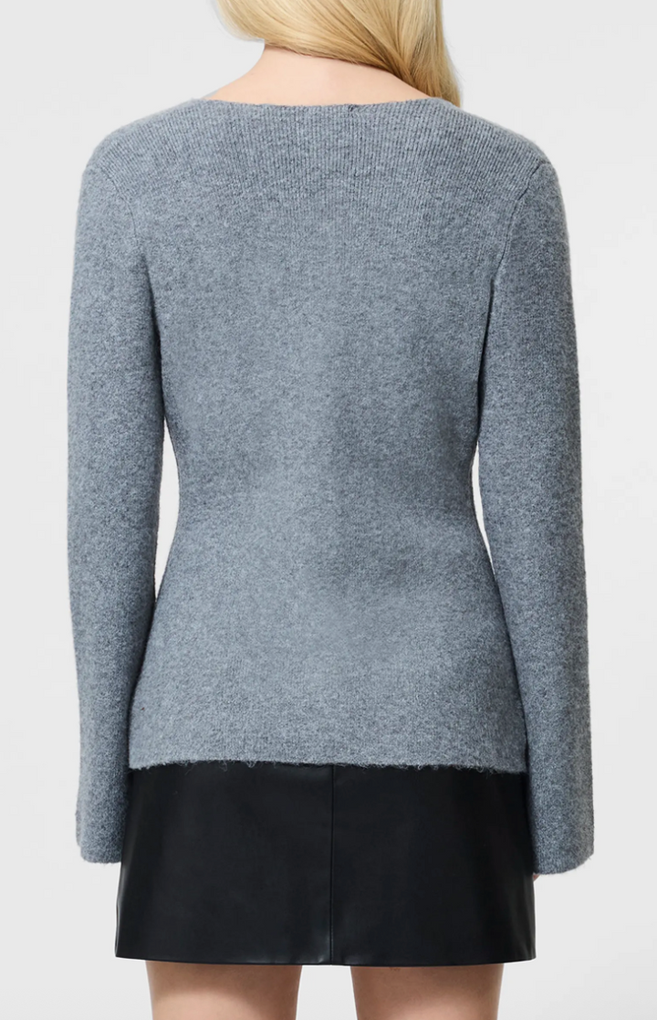 Ellie Knit V Neck Cardigan - Mid Grey