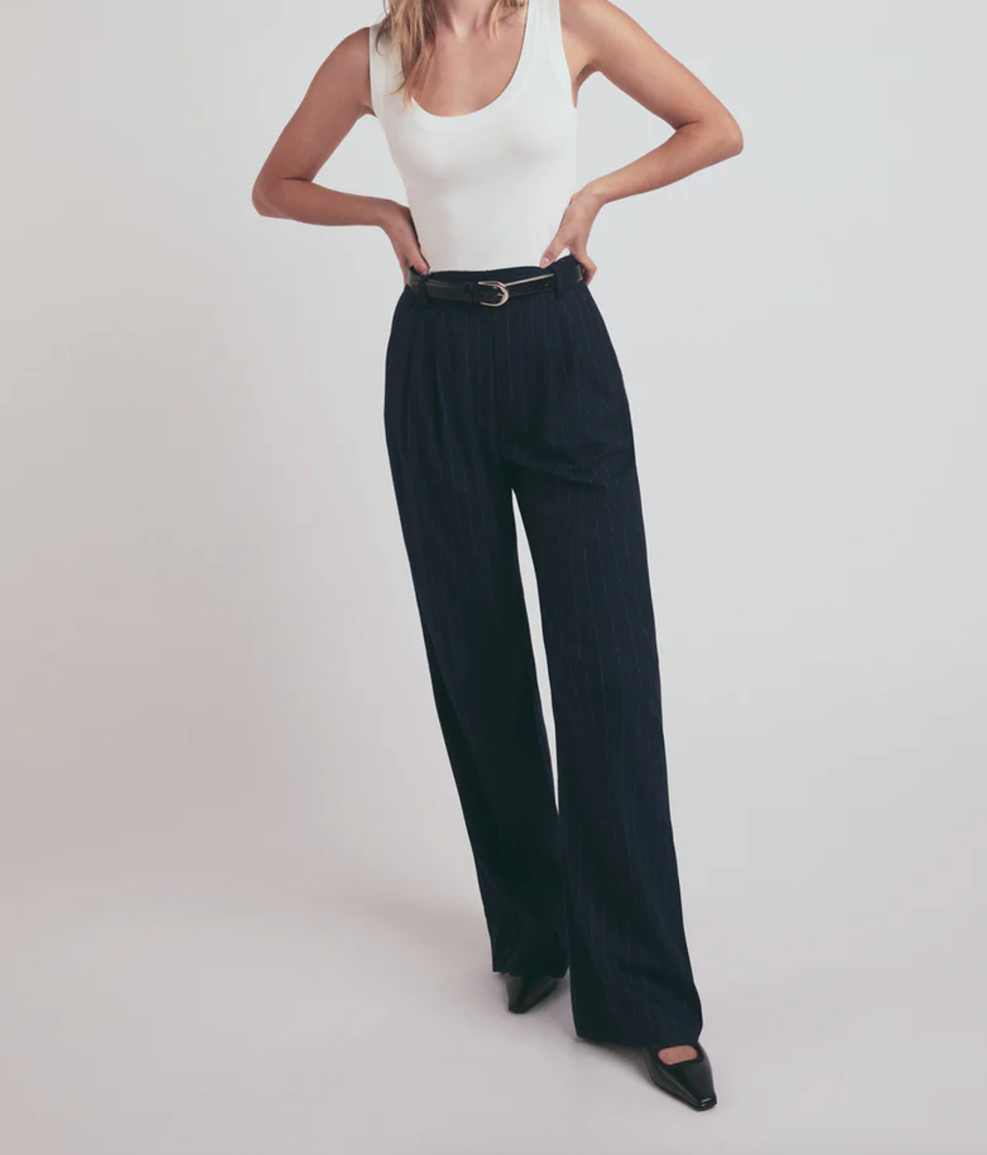 The Favorite Pant Petite - Navy Pinstripe