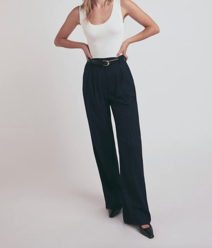 The Favorite Pant Petite - Navy Pinstripe