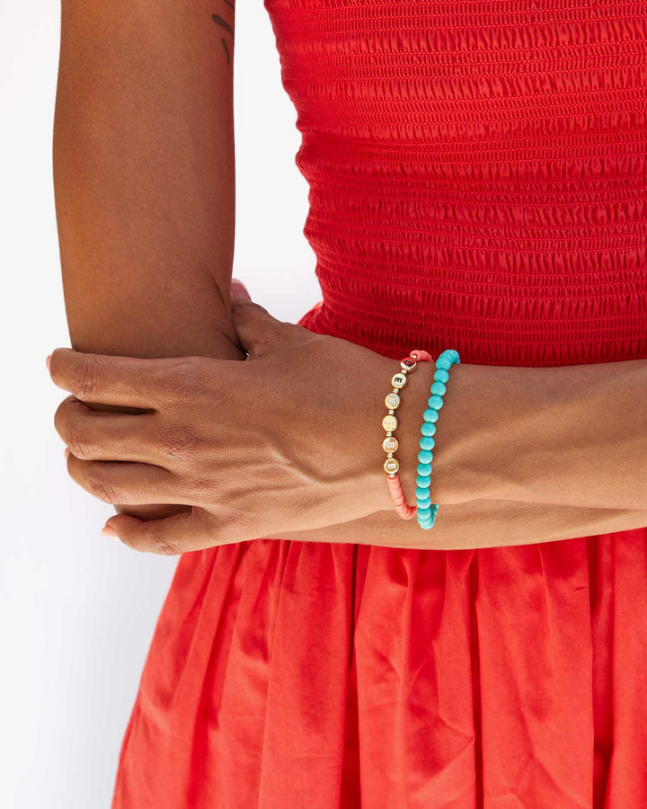 Stone Bead Stretch Bracelet - Turquoise